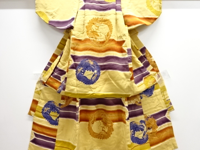 JAPANESE KIMONO / ANTIQUE KIMONO / SILK / KINSHA / DRAGON RONDEL